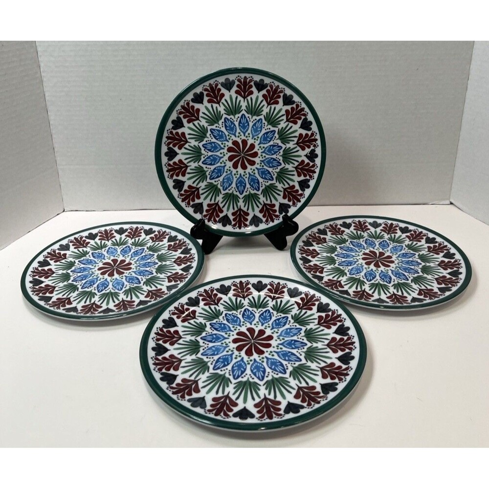 Melamine Red Blue Green Round Salad Plates Set Of 4 7.5" Home Collections